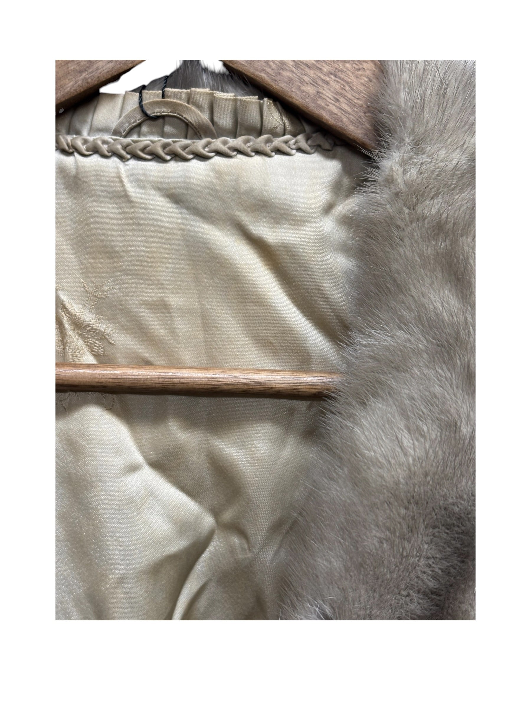 Vintage Light Grey Chevron Patterned Mink Coat