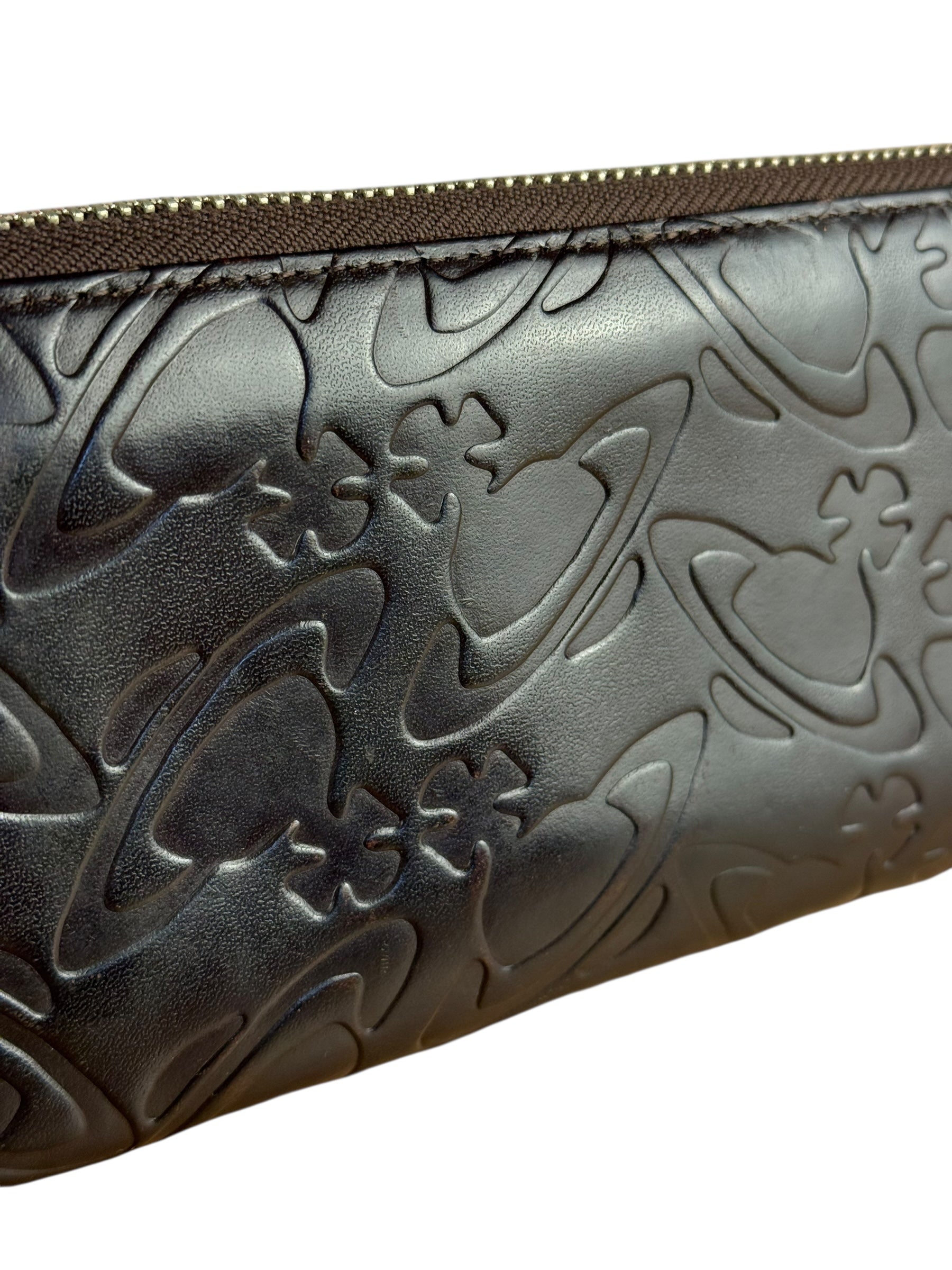 Vivienne Westwood Brown Leather Logo Zippy Wallet