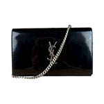 Saint Laurent Cassandre Leather Wallet on Chain Bag Black