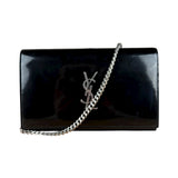 Saint Laurent Cassandre Leather Wallet on Chain Bag Black