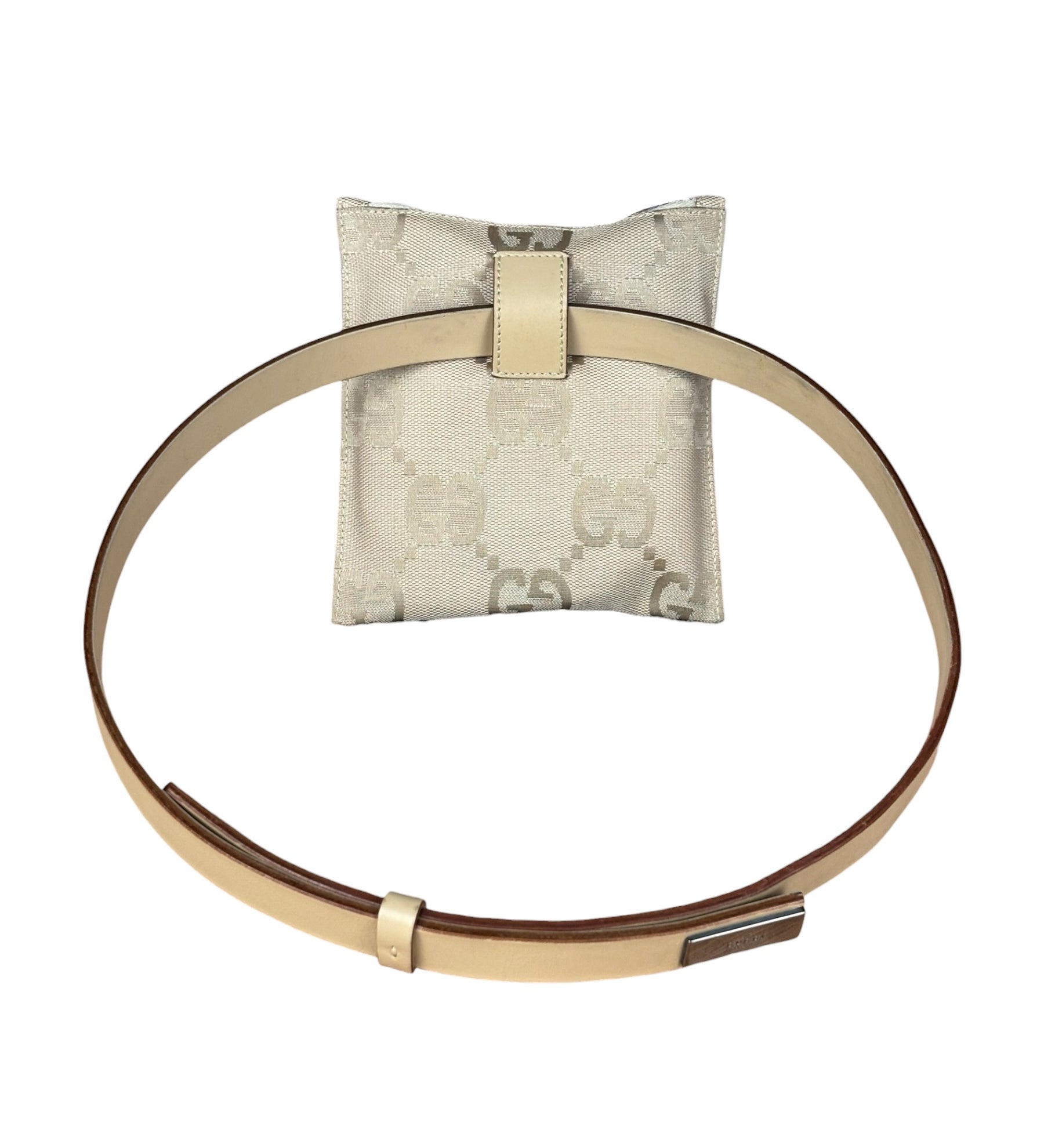 Gucci Beige Leather Belt w/ Pouch