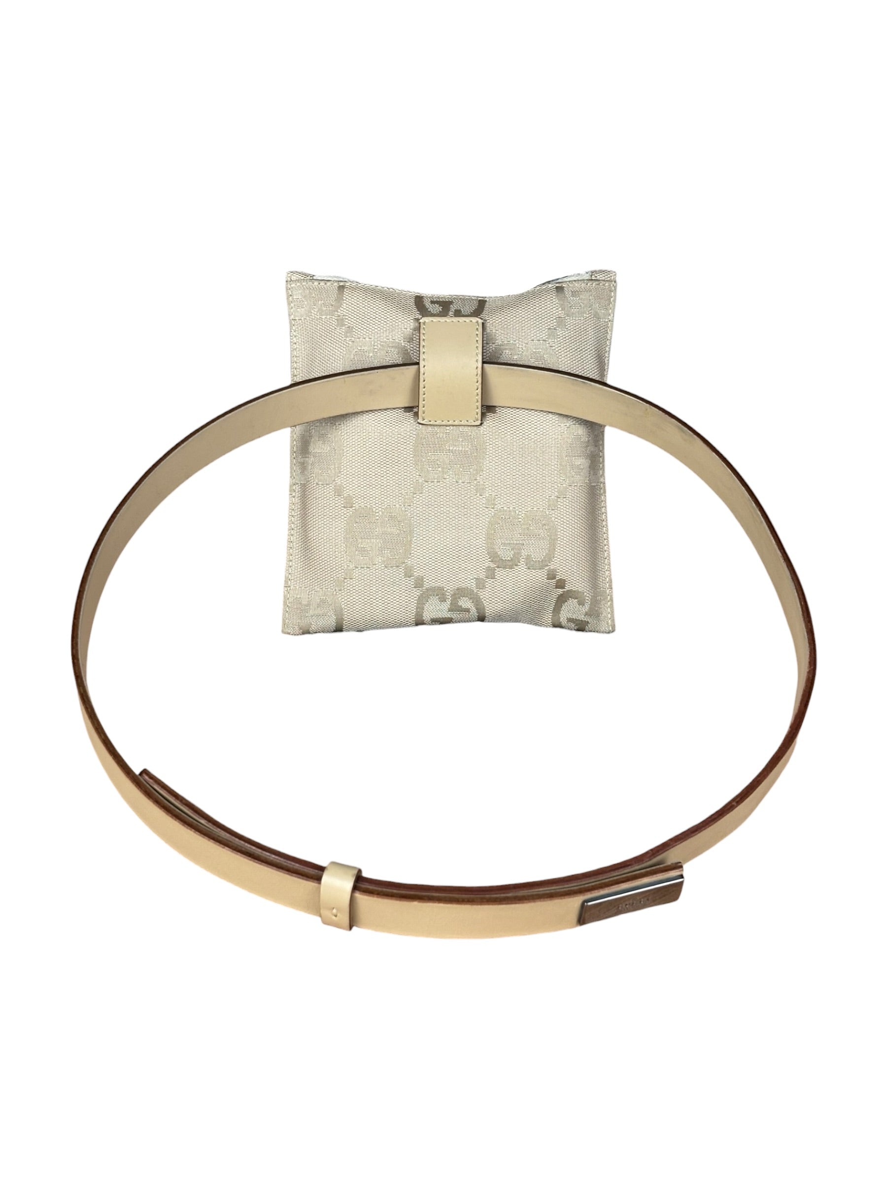 Gucci Beige Leather Belt w/ Pouch
