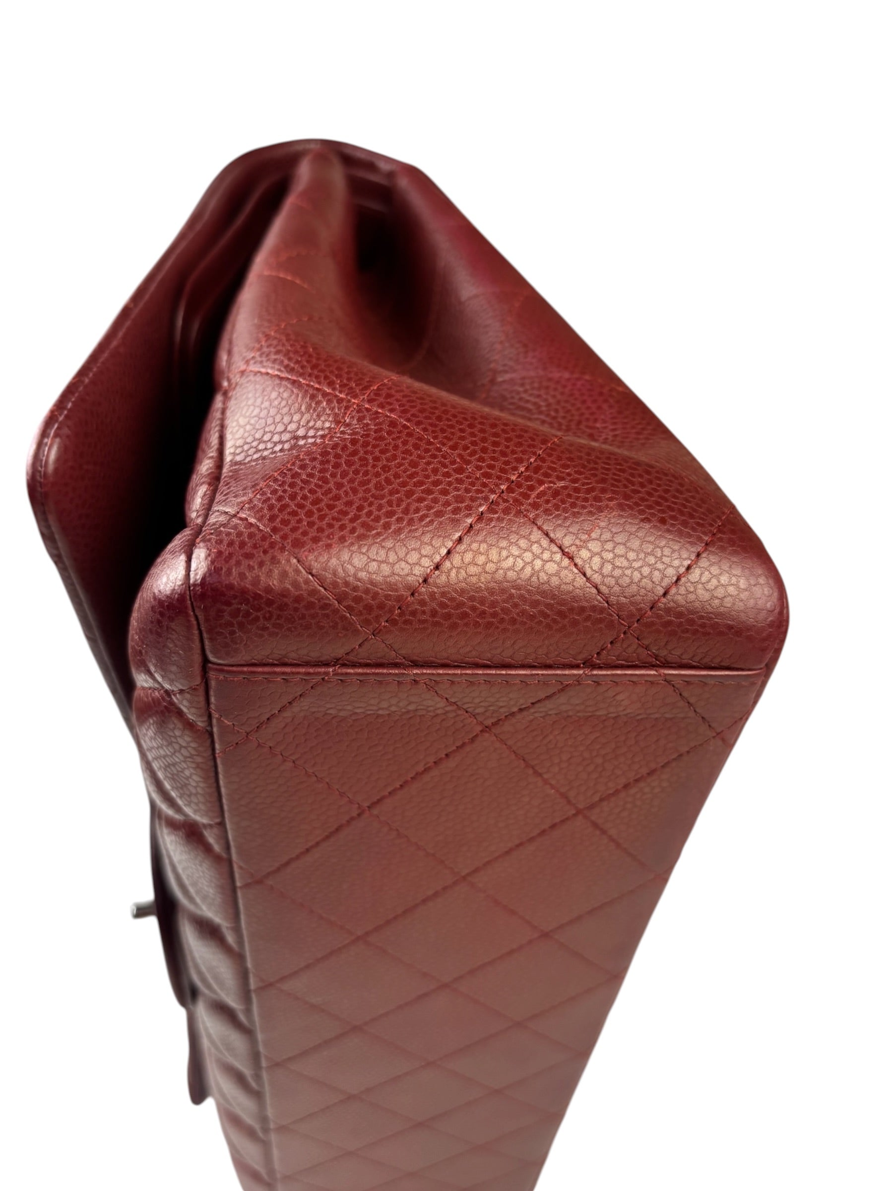 Chanel Burgundy Quilted Leather Jumbo Classic Double Flap Bag 2011