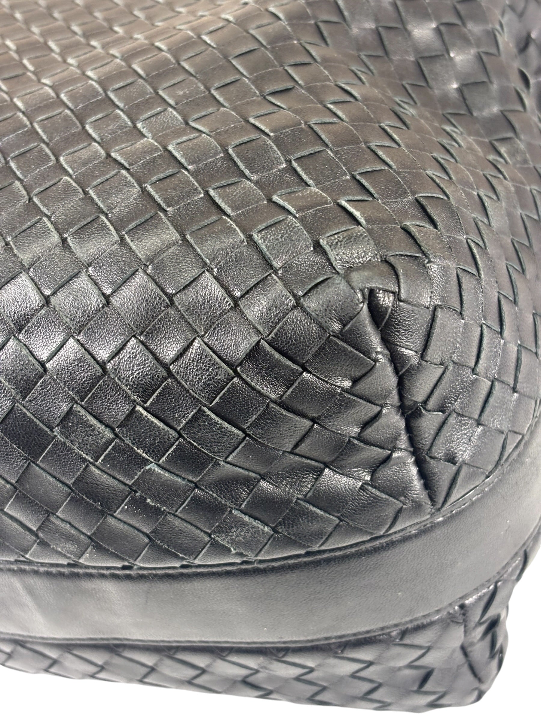 Bottega Veneta Black Intrecciato Woven Hobo Bag