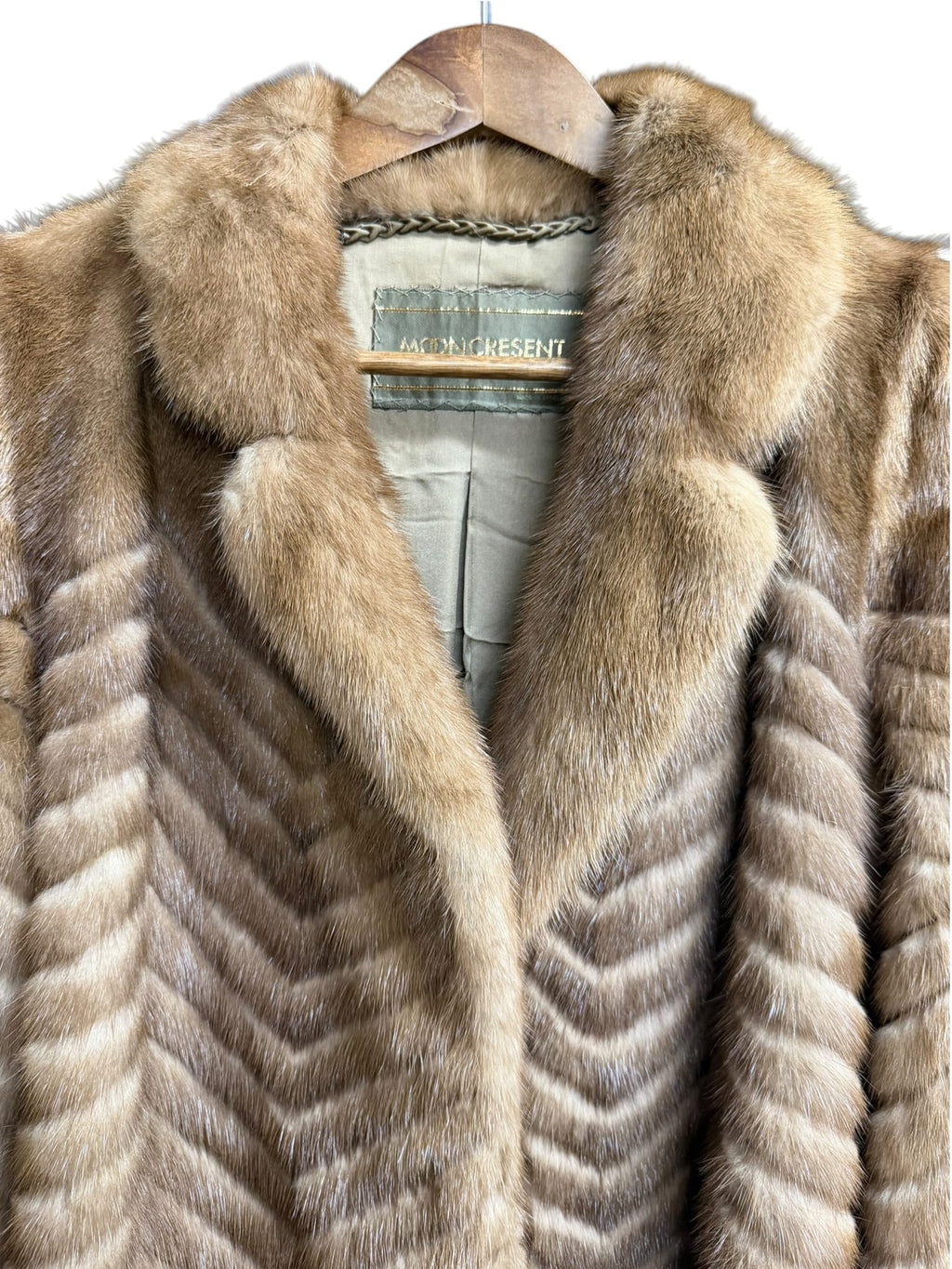 Vintage Moon Cresent Honey Brown Mink Fur Coat