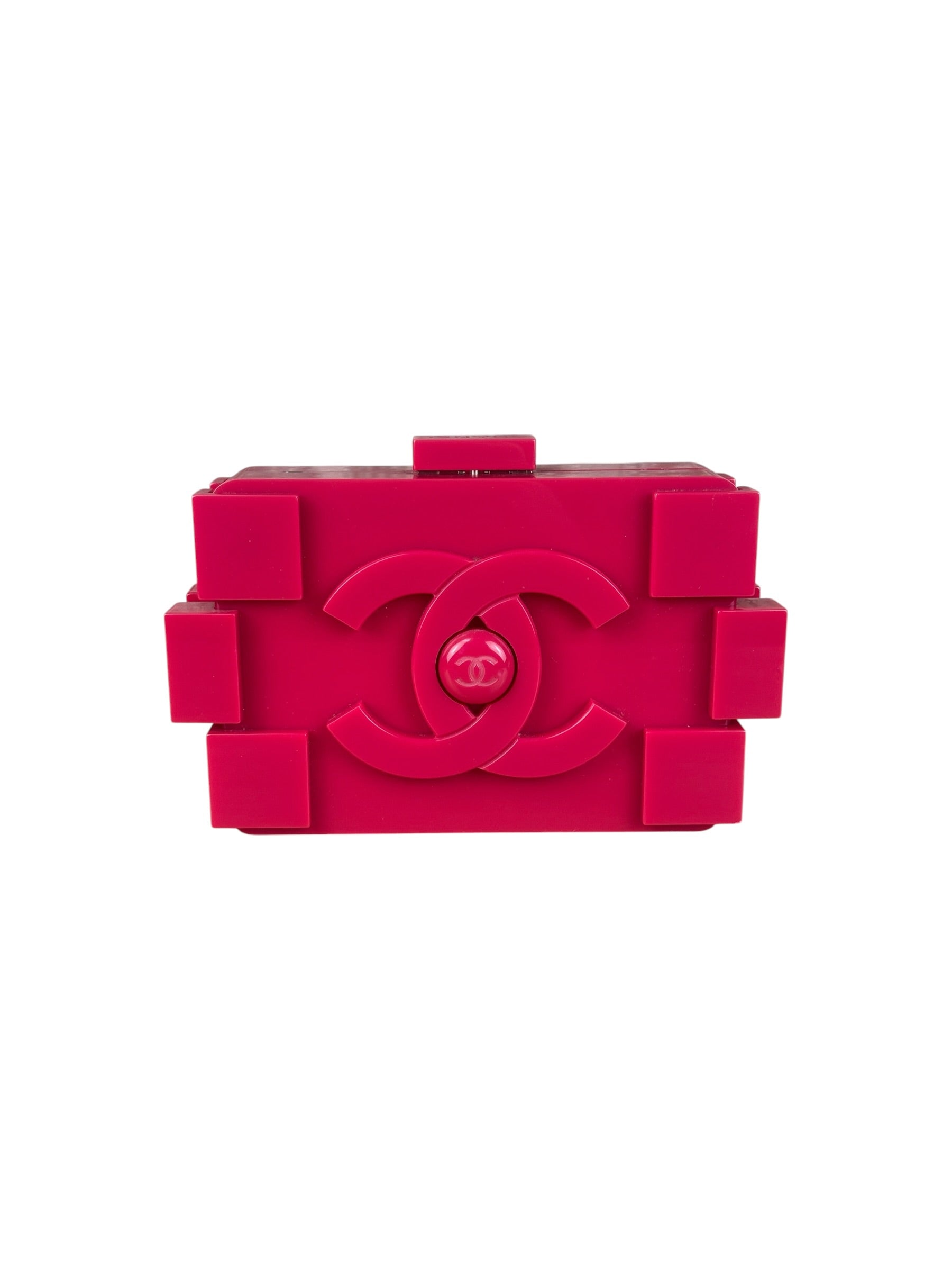 Chanel Rare Pink Plexi Brick Lego Clutch/Shoulder Bag 2014
