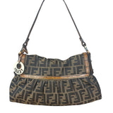 Fendi Zucca Brown Monogram Canvas FF Chef Shoulder Bag