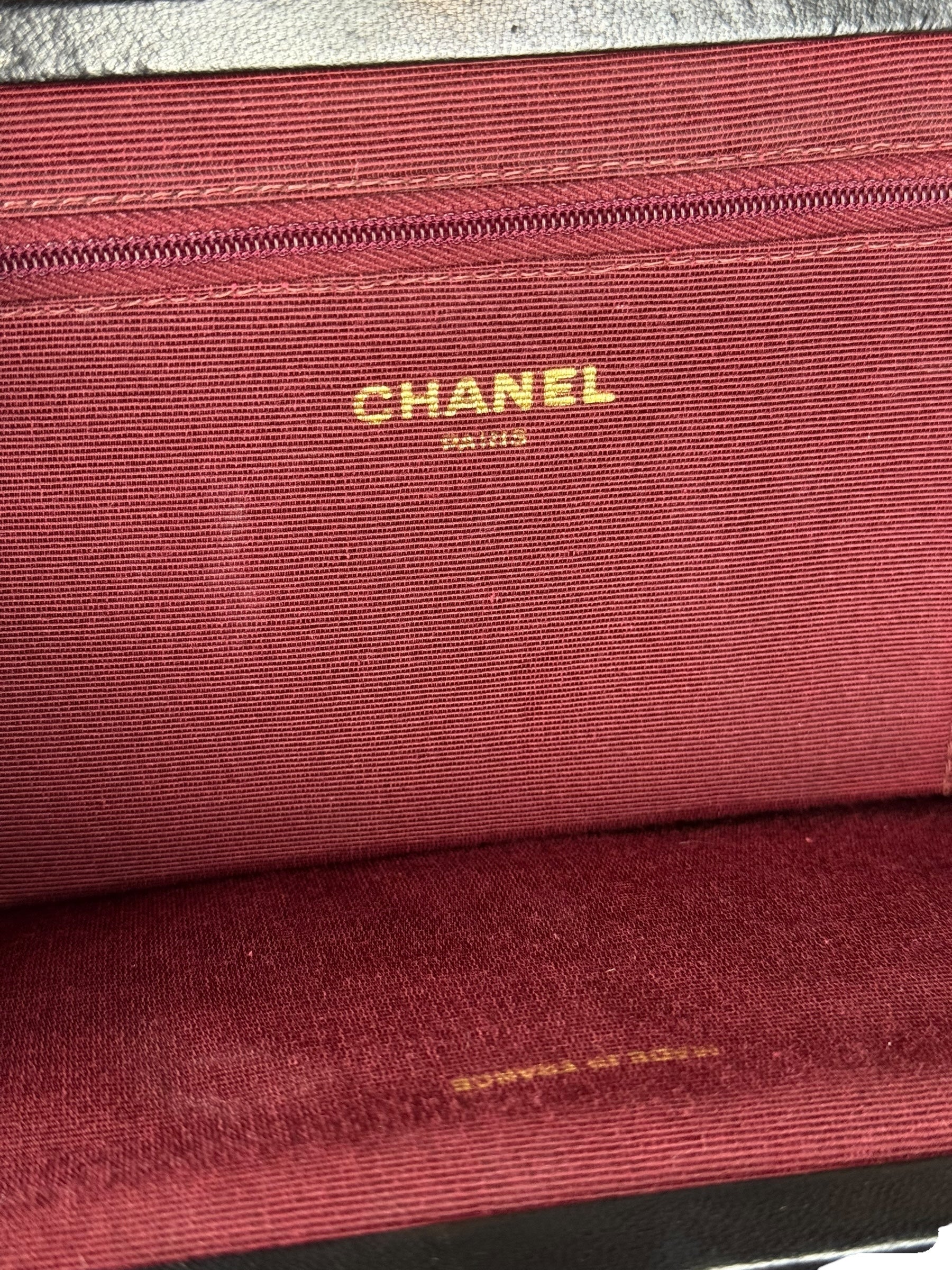 Chanel Vintage Black Chevron Leather Chain Bag