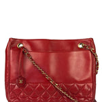 Chanel Red Quilted Lambskin Chain Tote Bag 1990