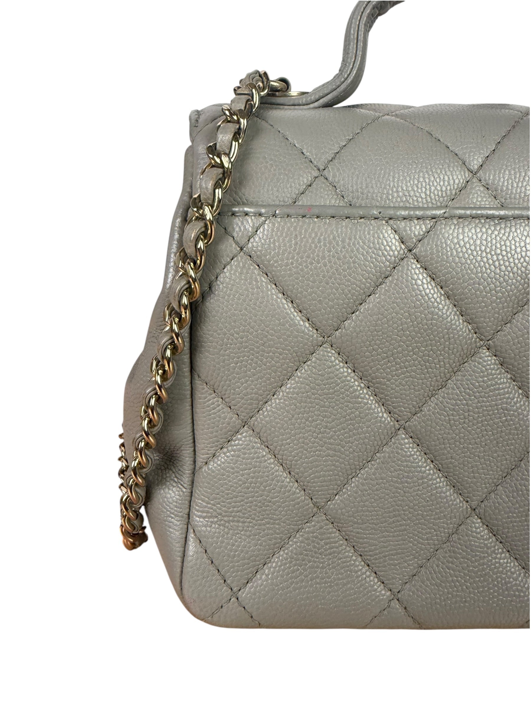Chanel Grey Quilted Leather Mini Business Affinity Flap Bag 2019
