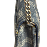 Balenciaga Blue Denim Hourglass Monogram Wallet On Chain
