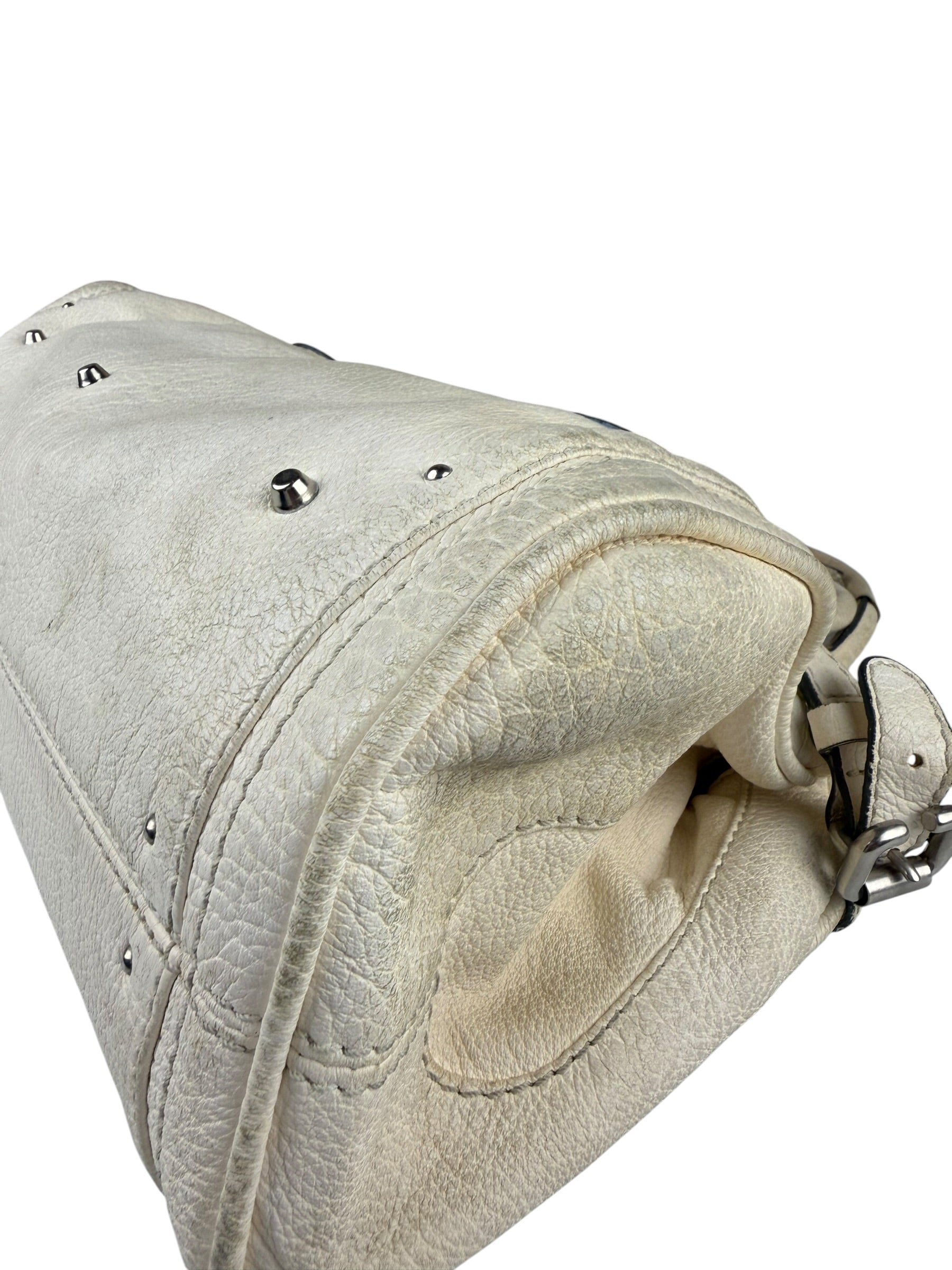 Chloé White Leather Paddington Handbag (Repainted)