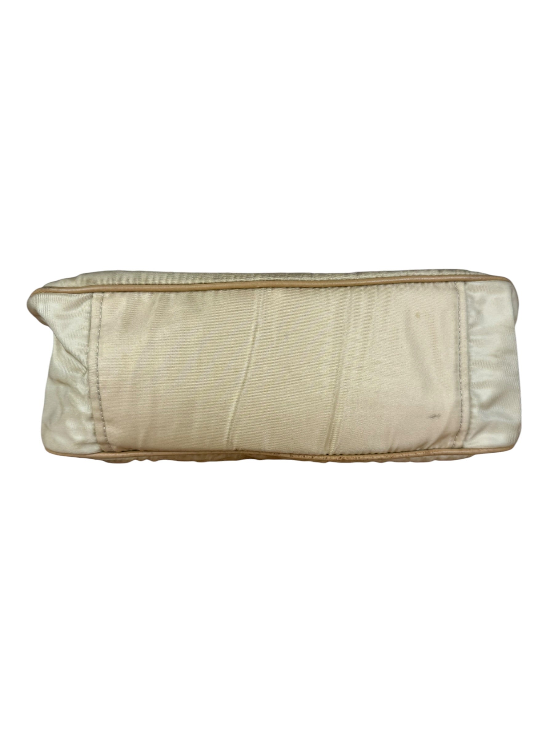 Prada Vintage Beige Nylon/Leather Logo Handbag
