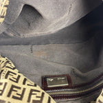 Fendi Brown Leather Trim Zucca Mamma Baguette