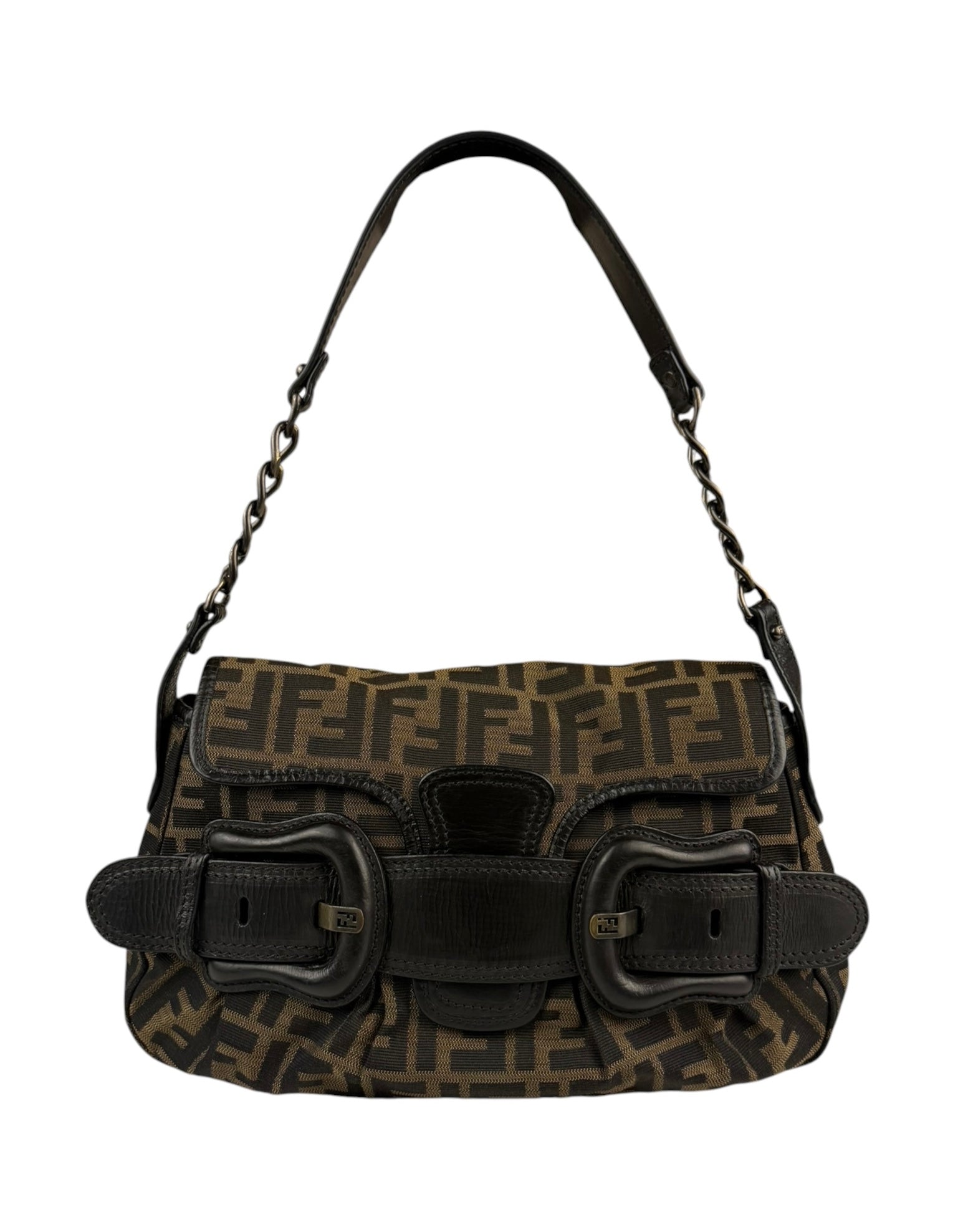 Fendi FF Zucca Vintage B Flap Shoulder Bag