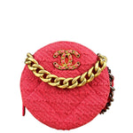 Chanel 19 Round Pink Tweed Chain Shoulder Bag