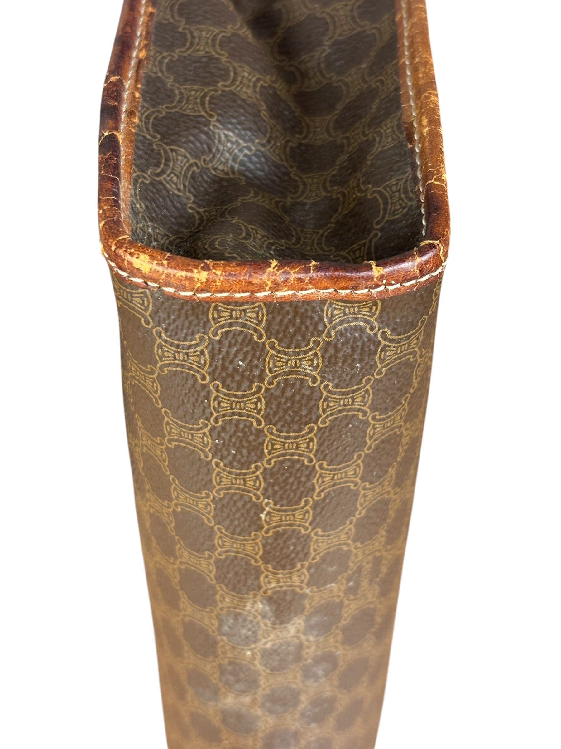 Celine Vintage Brown Leather Macadam Pouch