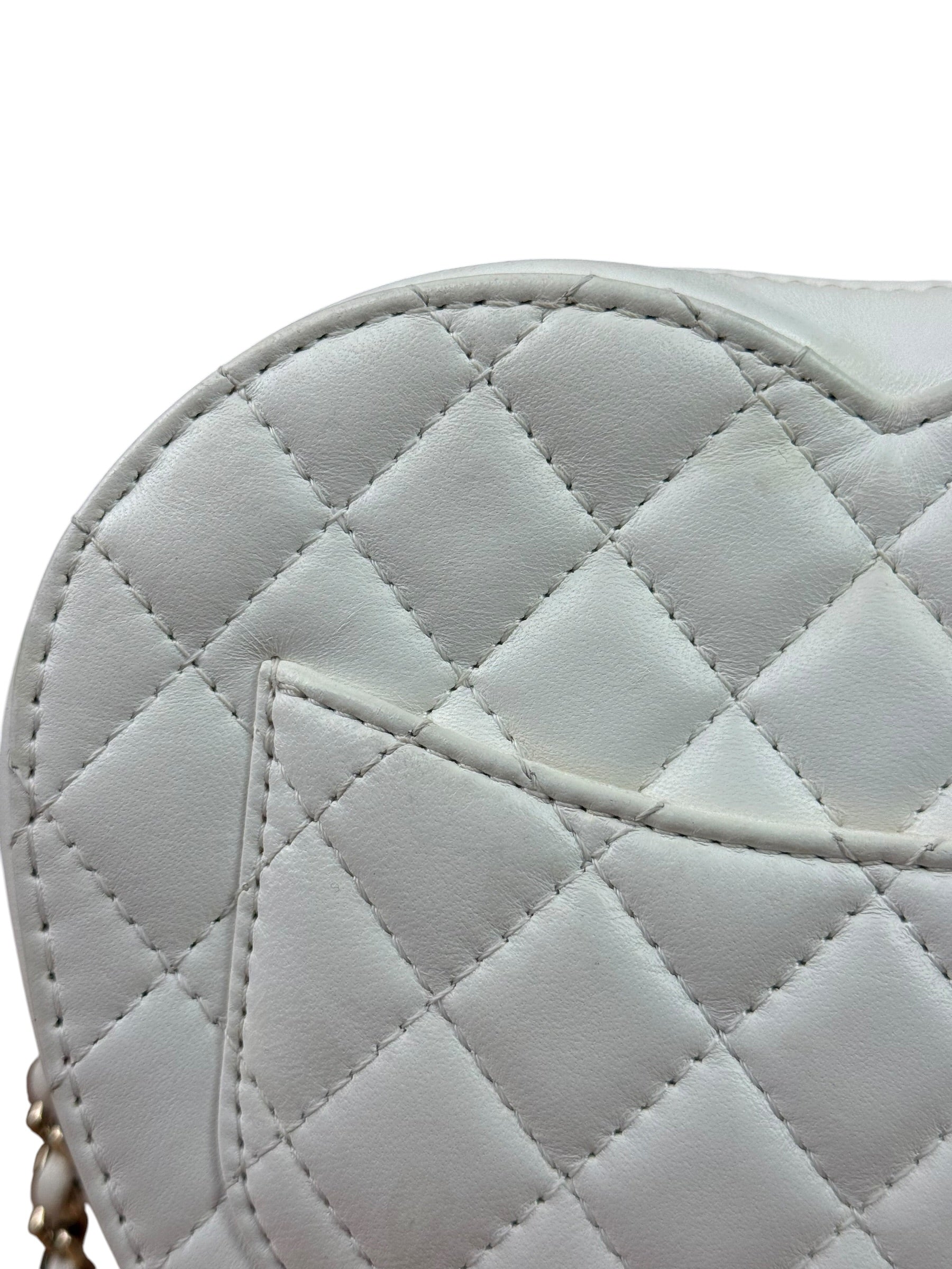 Chanel CC In Love White Quilted Leather Heart Bag 2022