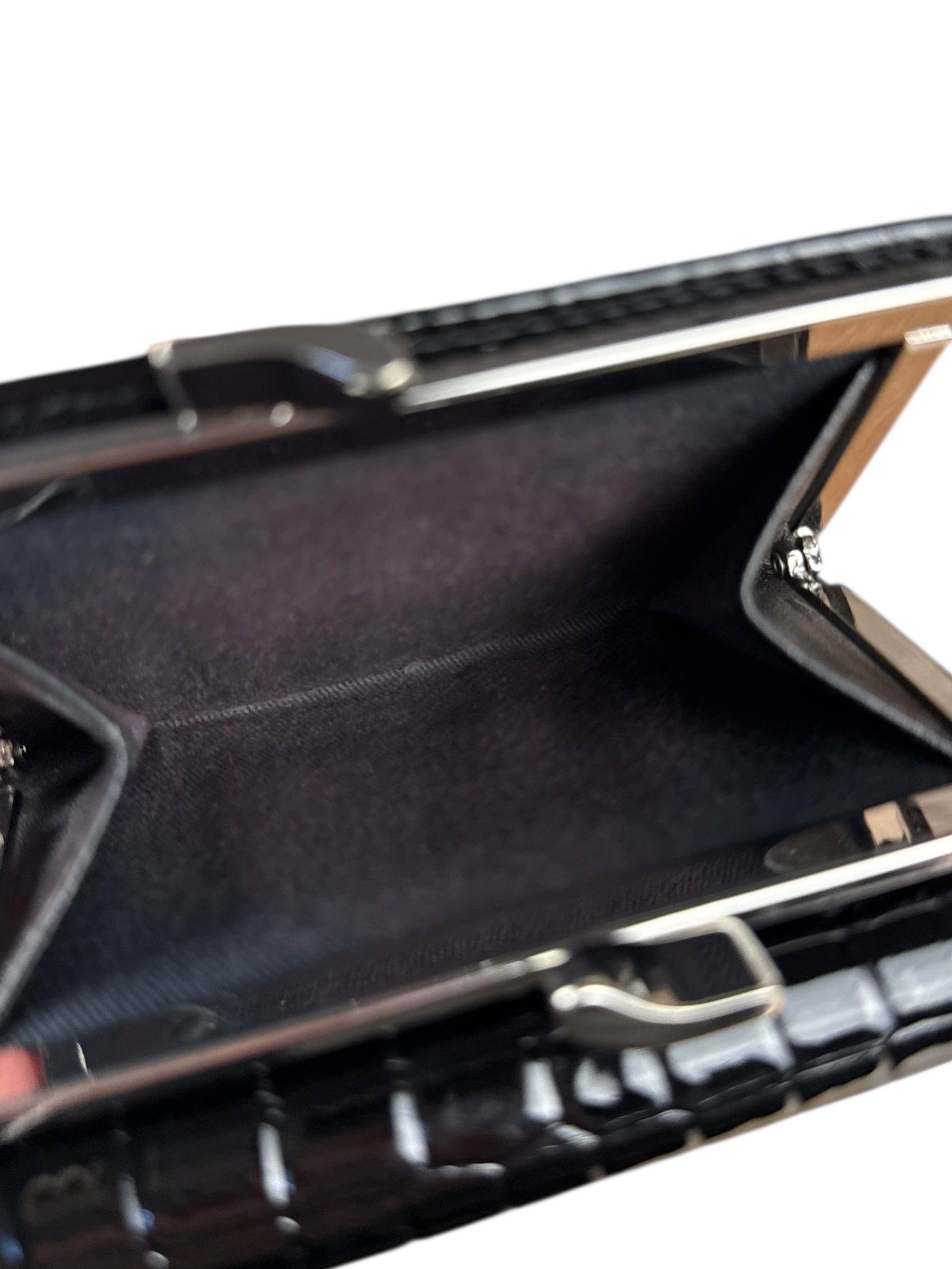 Vivienne Westwood Black Patent Croc Embossed Compact Wallet