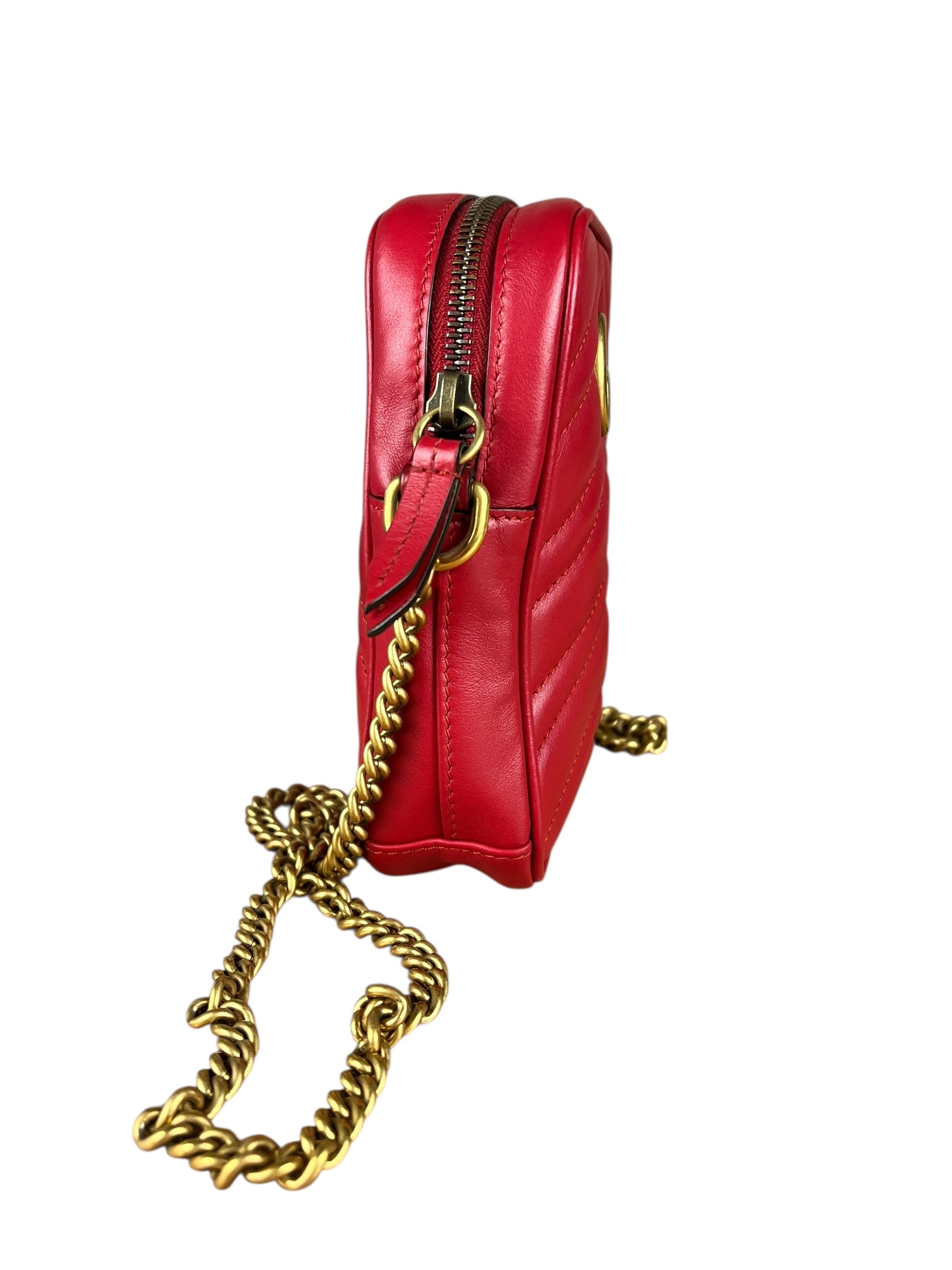 Gucci GG Marmont Vertical Phone Crossbody Bag Red