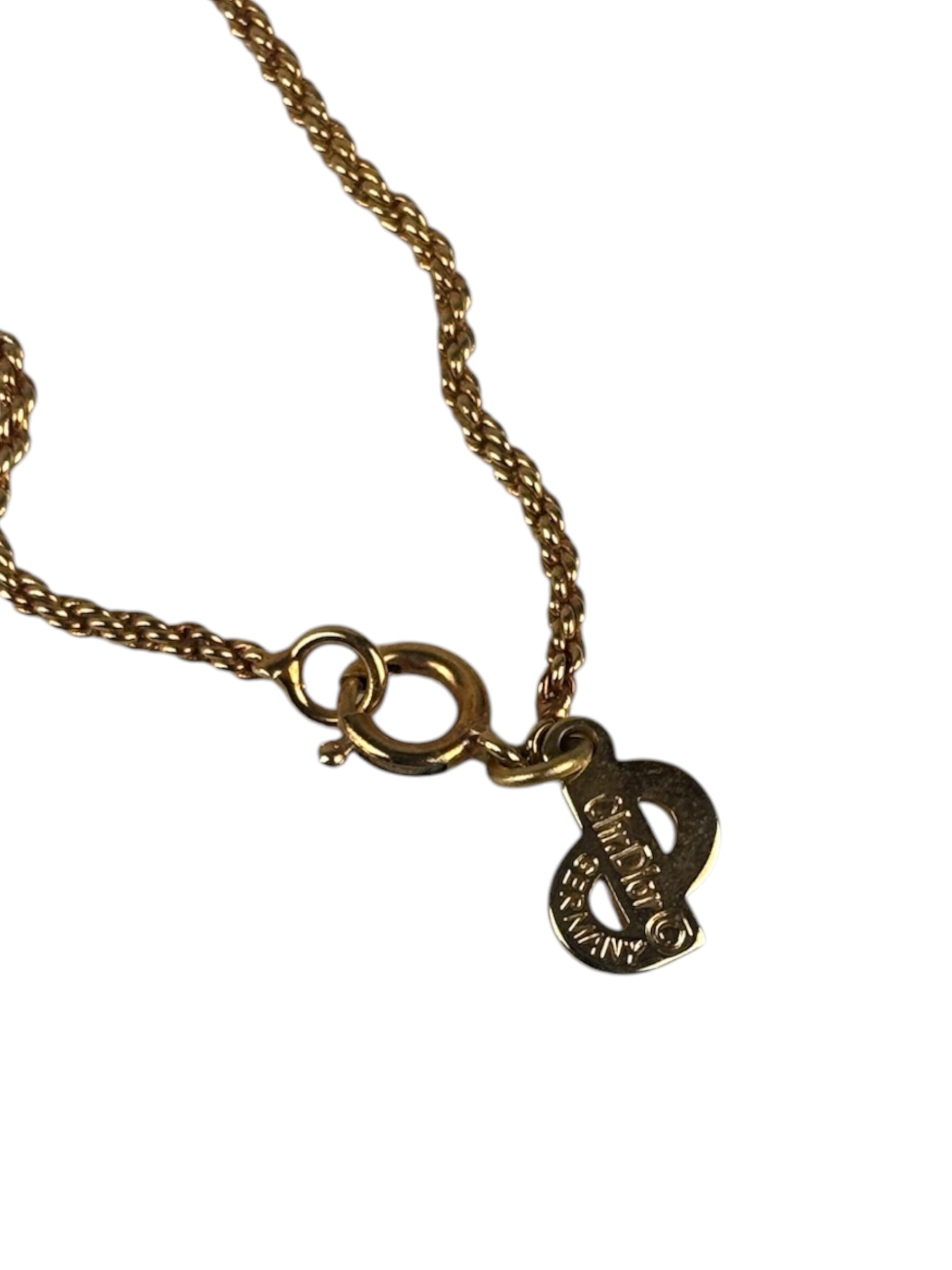 Christian Dior Vintage Gold-Tone Oval Pendant Necklace