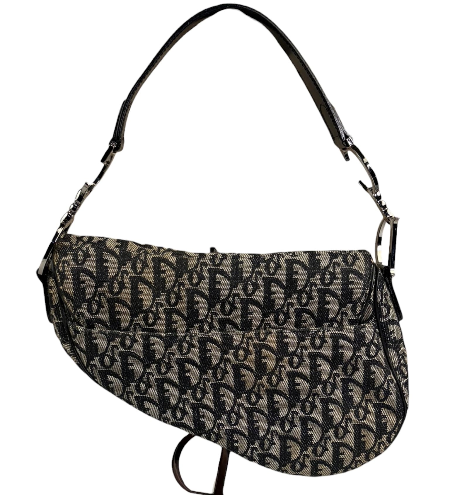 Christian Dior Black Trotter Medium Saddle Shoulder Bag