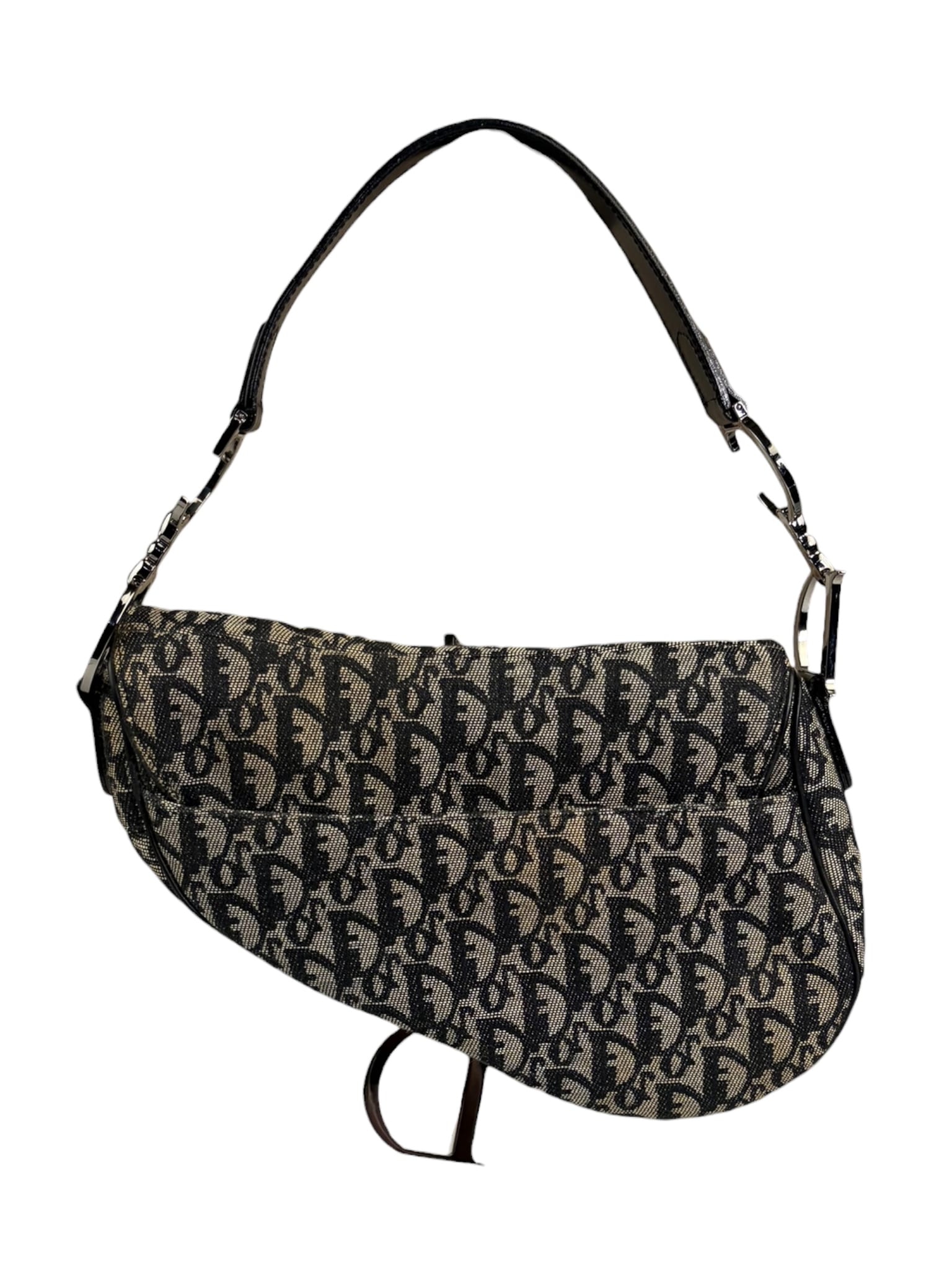 Christian Dior Black Trotter Medium Saddle Shoulder Bag