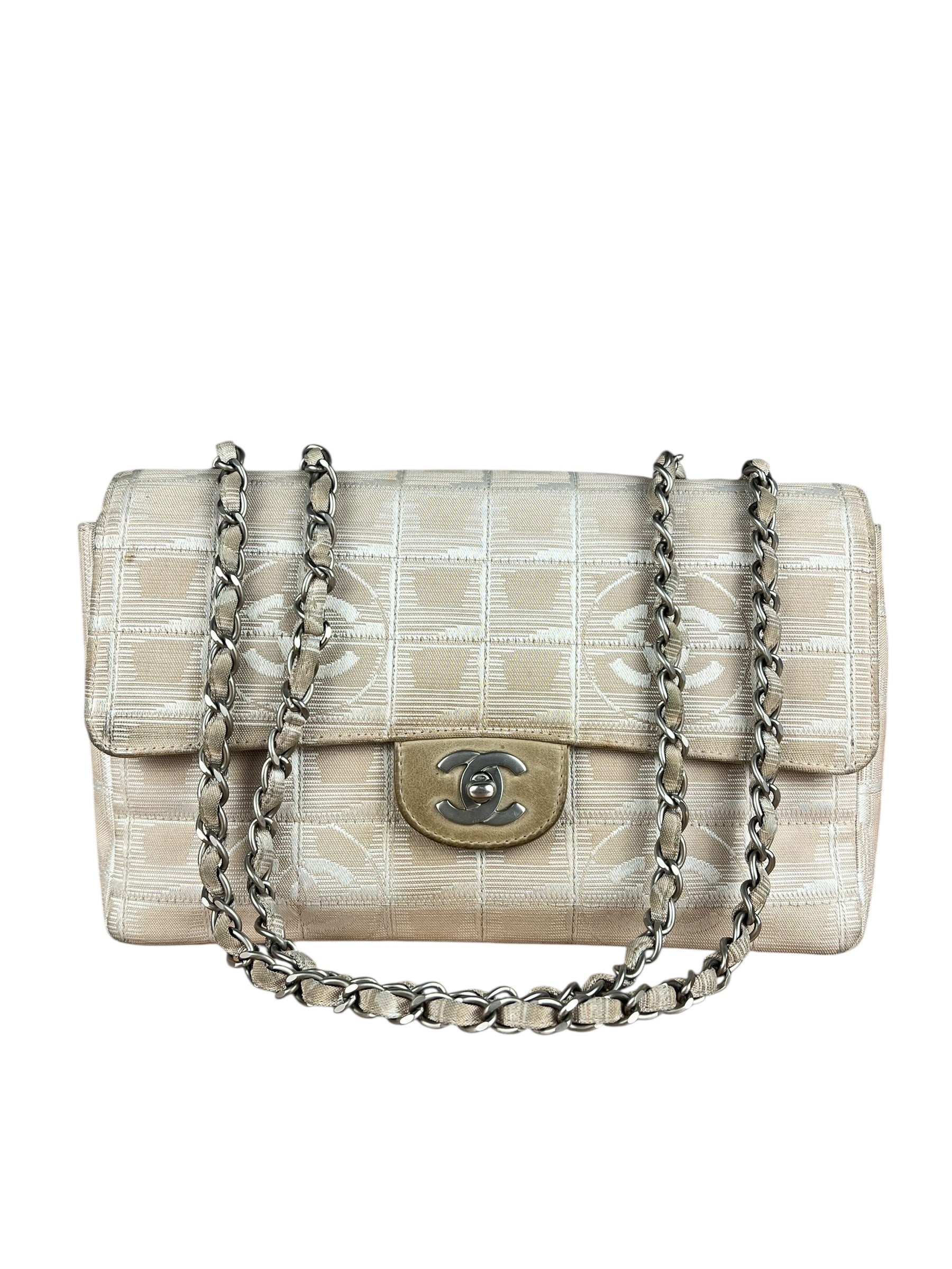 Chanel Vintage Beige Travel Line Classic Flap 2001
