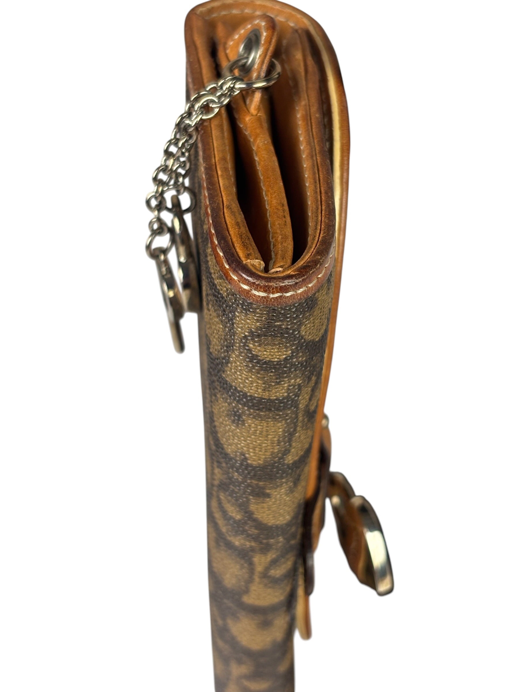 Christian Dior Brown Trotter Romantique Heart Long Wallet On Chain