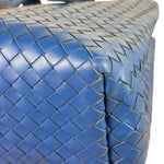 Bottega Veneta Blue Leather Small Nappa Intercciato Roma Satchel