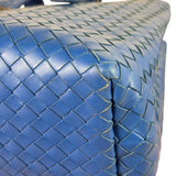 Bottega Veneta Blue Leather Small Nappa Intercciato Roma Satchel
