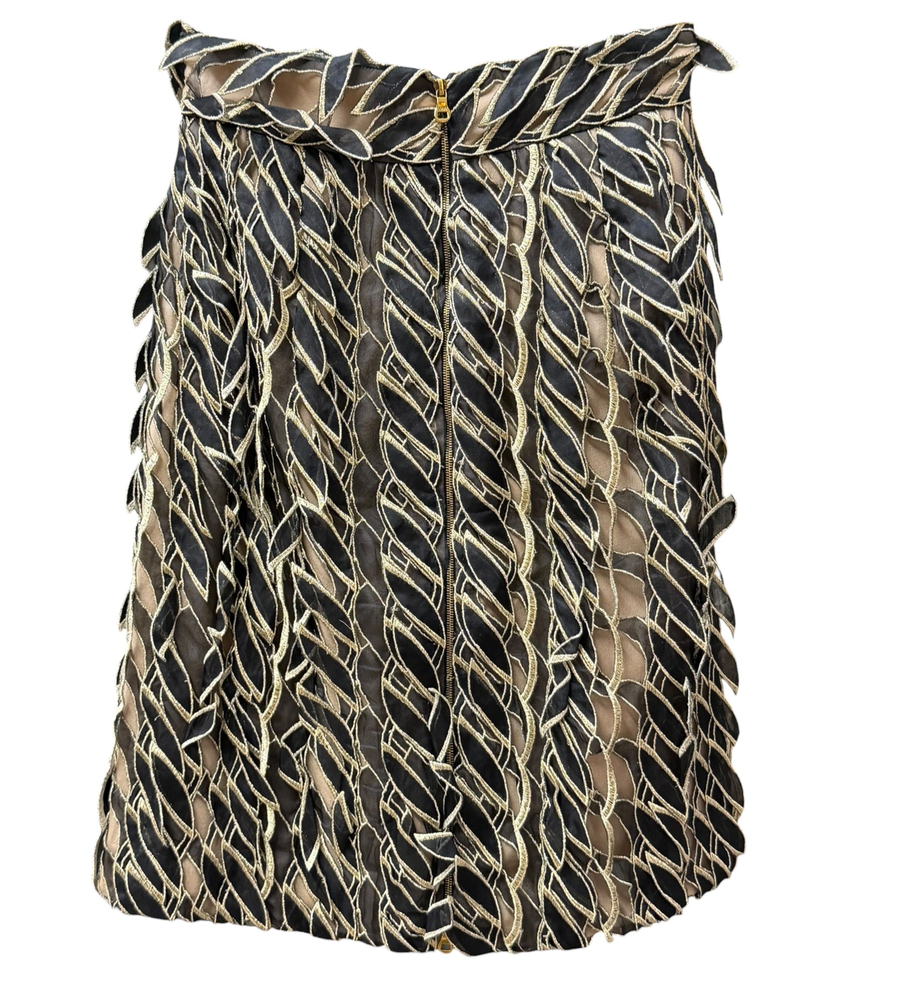 Loewe Gold/Black Multi-Layered Embroidered Ribbon Skirt