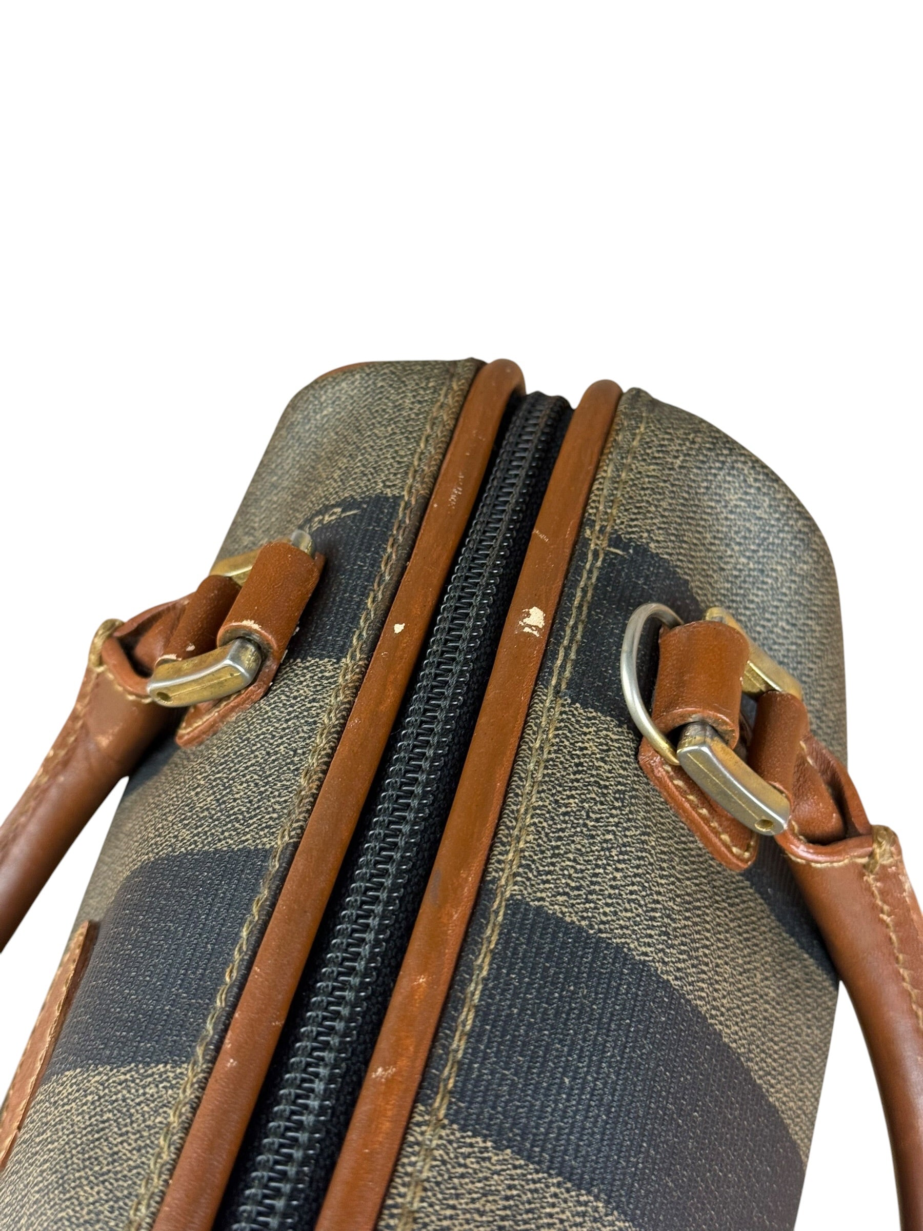 Fendi Vintage Pequin Stripped Nano Boston Bag