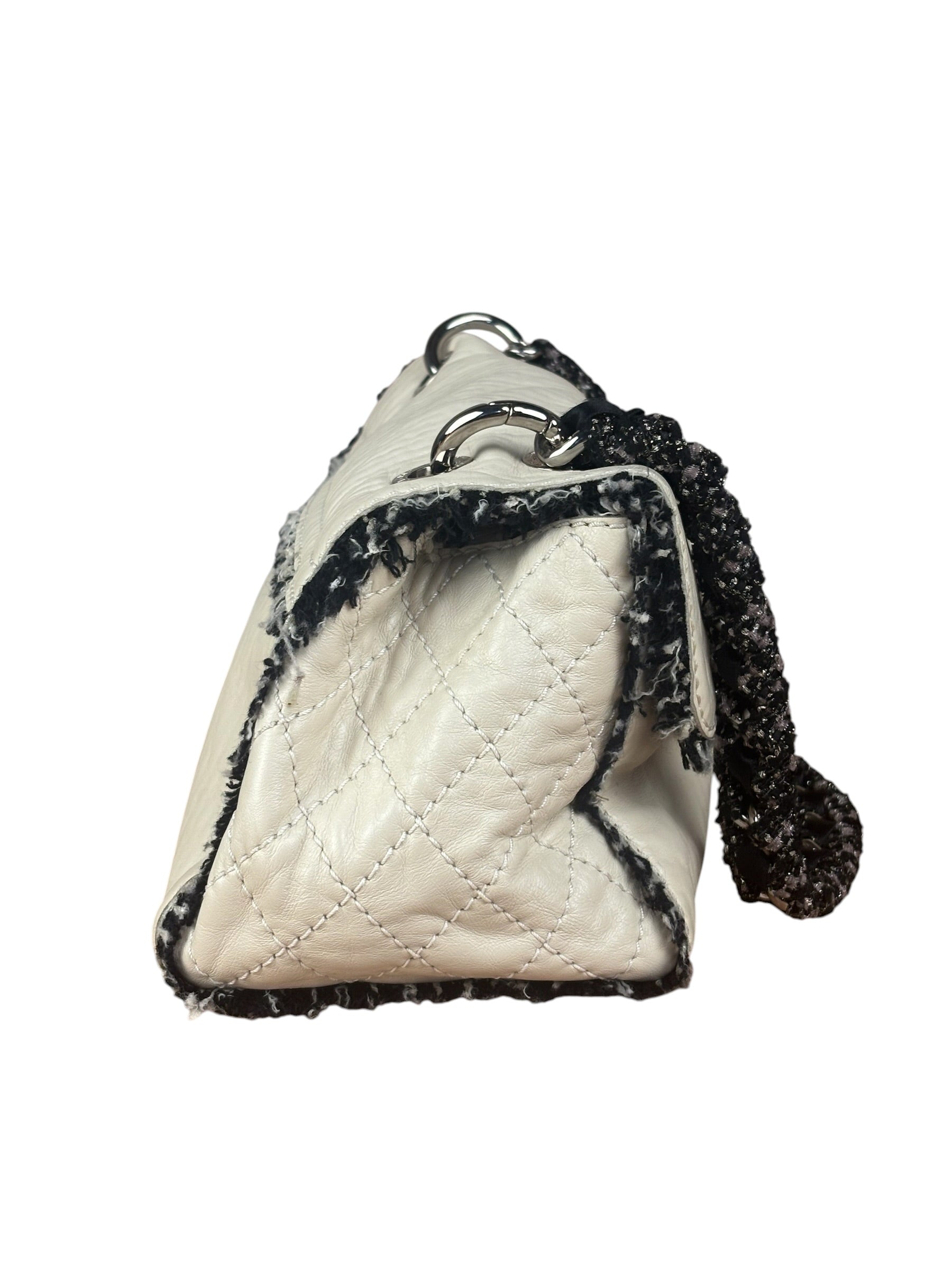 Chanel White Leather Mini Flap Shoulder Bag 1992