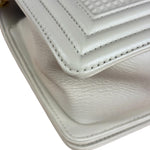 Chanel White Leather Cube Boy Bag 2014