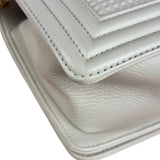 Chanel White Leather Cube Boy Bag 2014