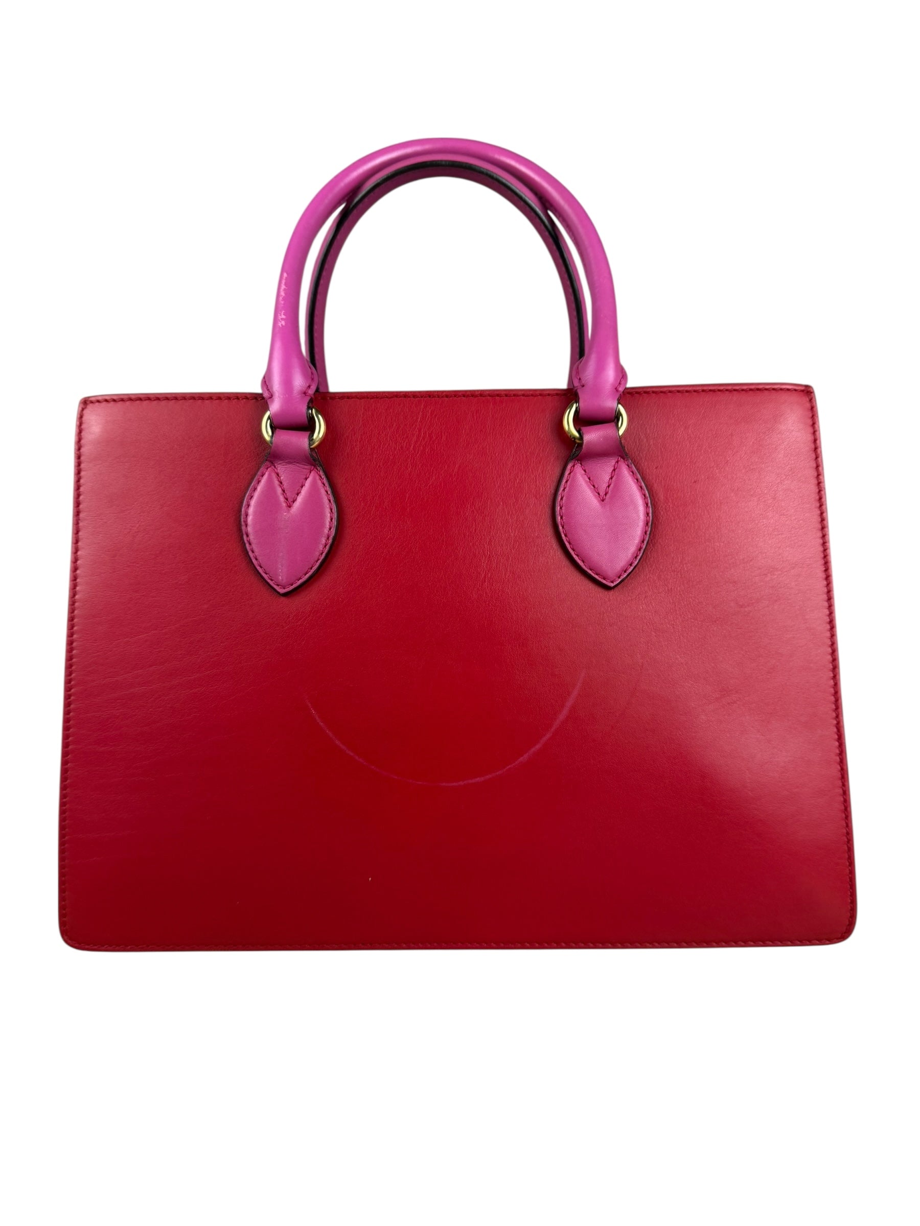 Gucci Pink/Red Leather Open Top Handbag