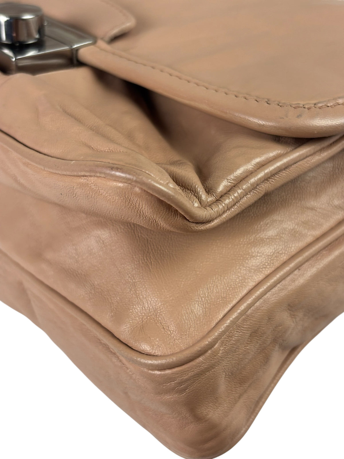 Prada Blush Pink Vitello Shiny Leather Flap Bag