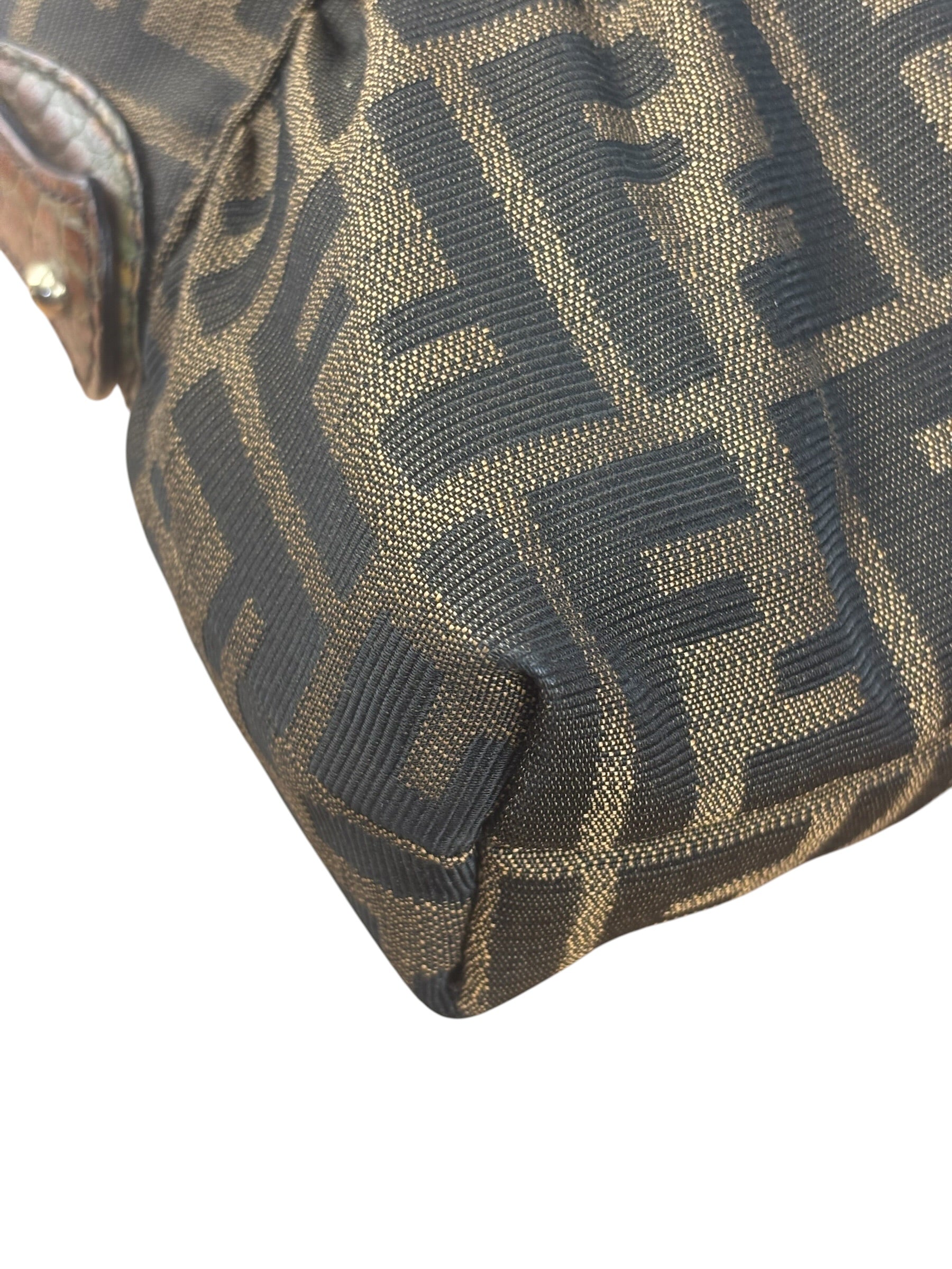 Fendi Zucca Brown Monogram Canvas FF Chef Shoulder Bag