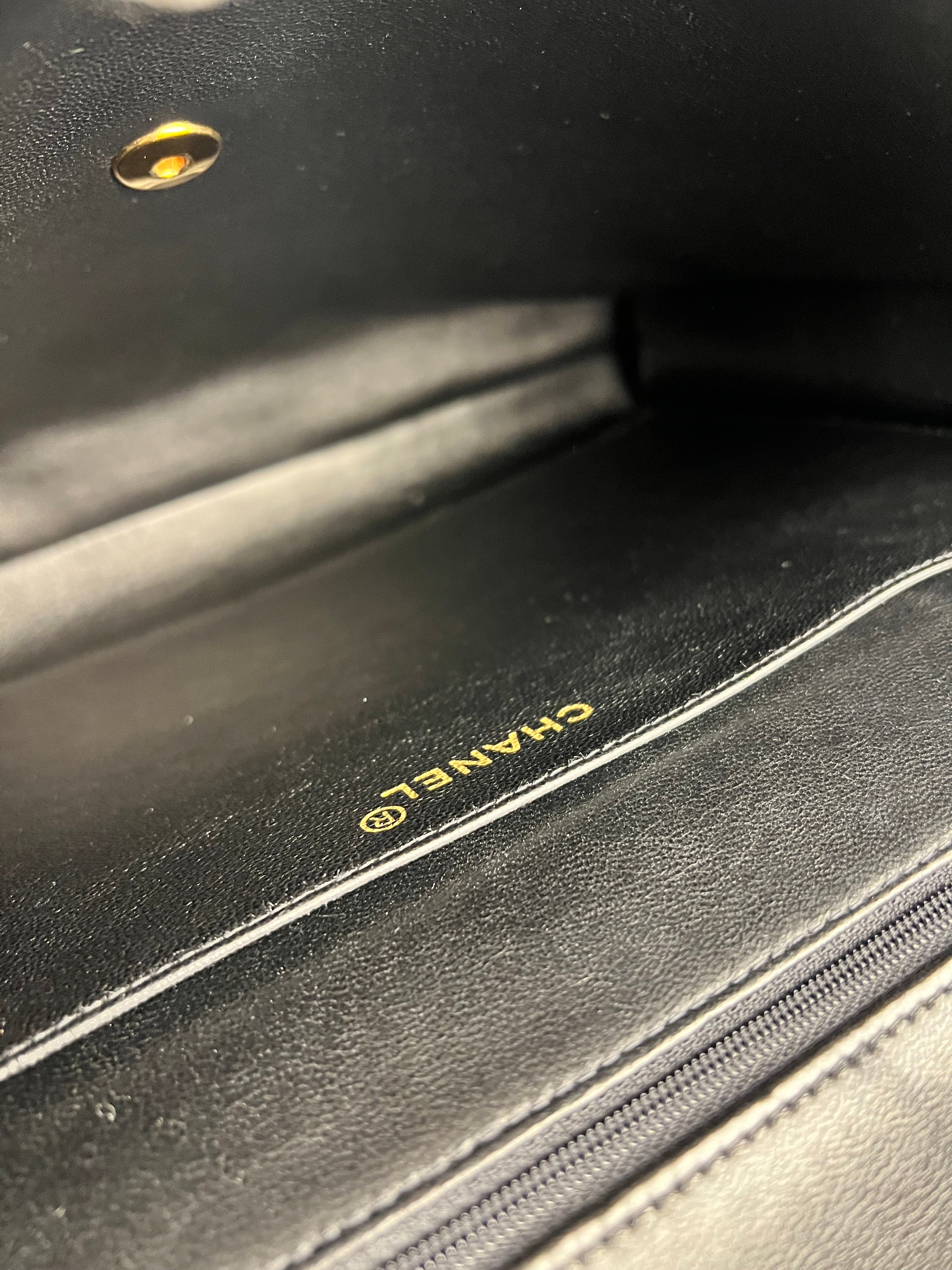 Chanel CC Black Patent Quilted Flap Briefcase Handbag '95