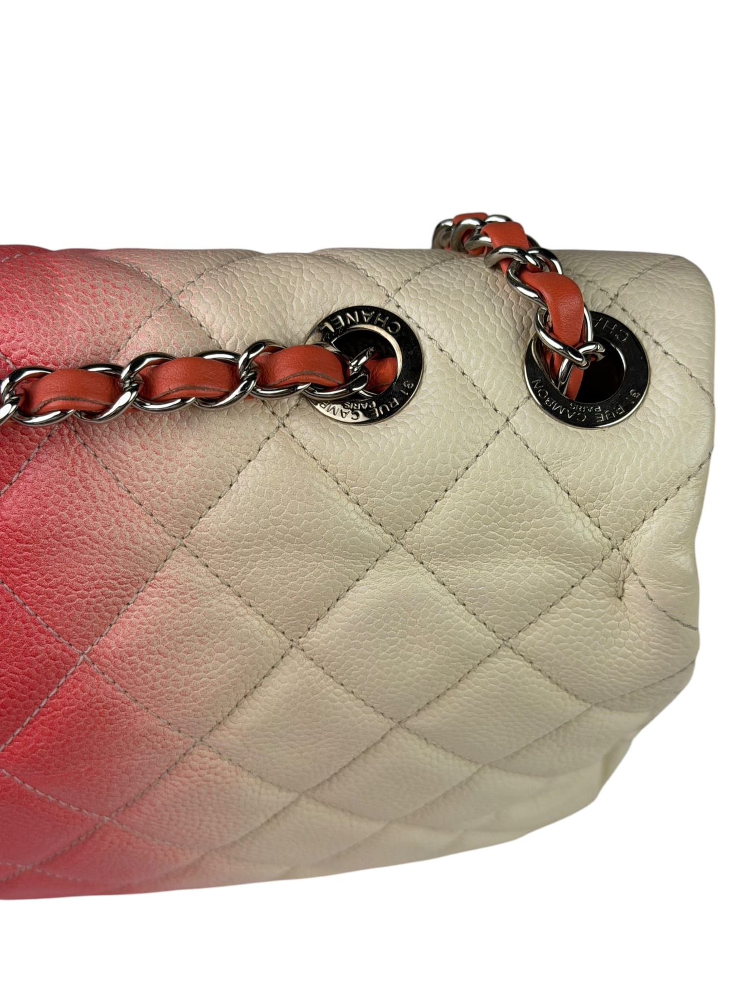 Chanel Quilted Caviar Ivory/Pink Ombre Jumbo Flap 2013