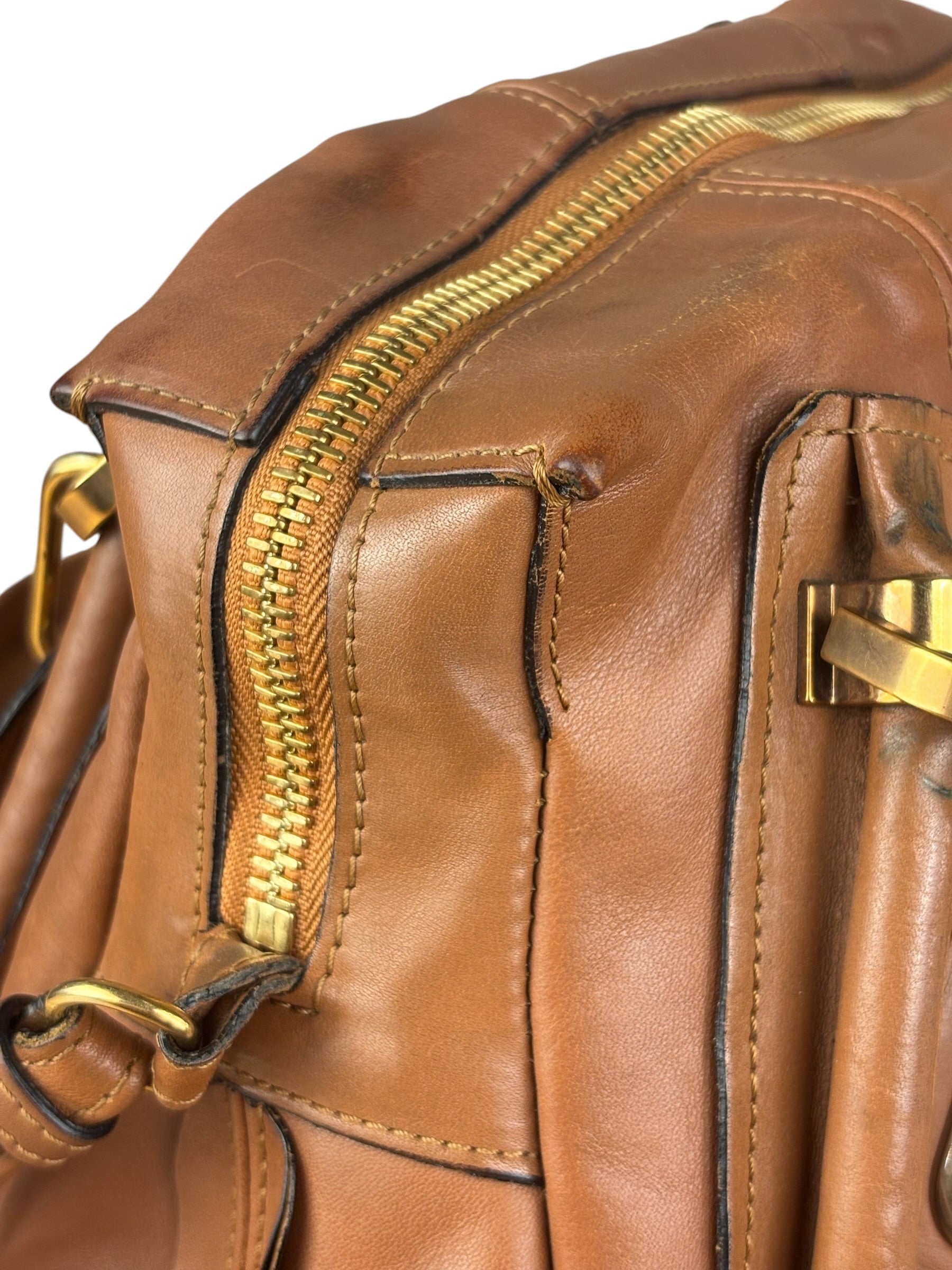 Chloe Caramel Tan Leather Paraty Medium Two-Way Bag