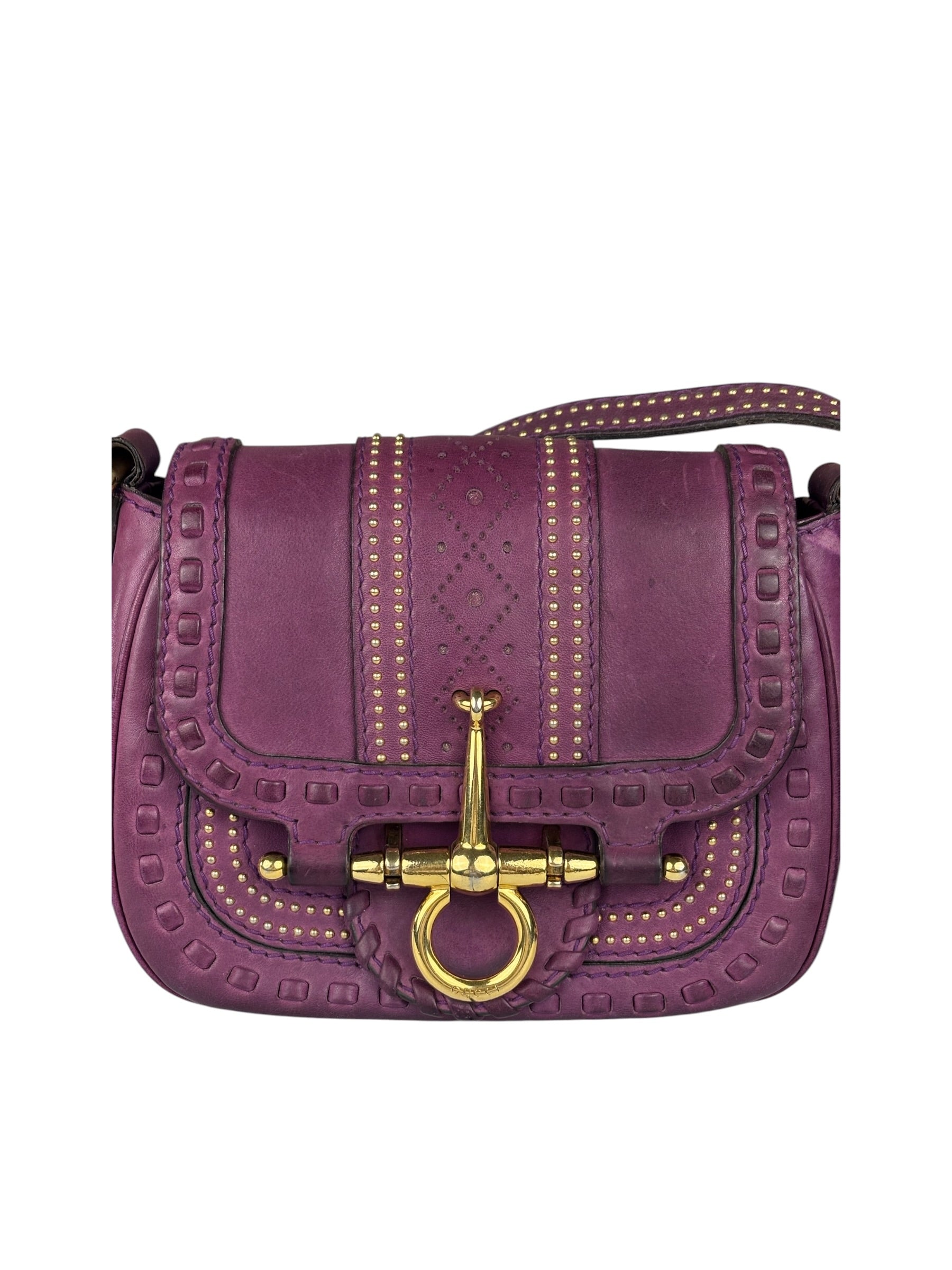 Gucci Vintage Purple Leather Small Snaffle Bit Shoulder Bag