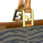 Fendi Vintage Brown Tiger Print Canvas Tote Bag