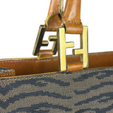 Fendi Vintage Brown Tiger Print Canvas Tote Bag
