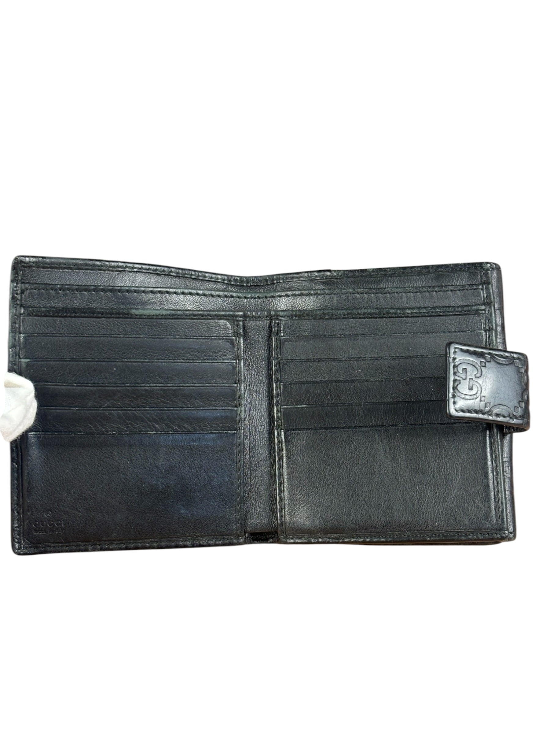 Gucci GG Vintage Black Guccissima Sukey French Flap Wallet
