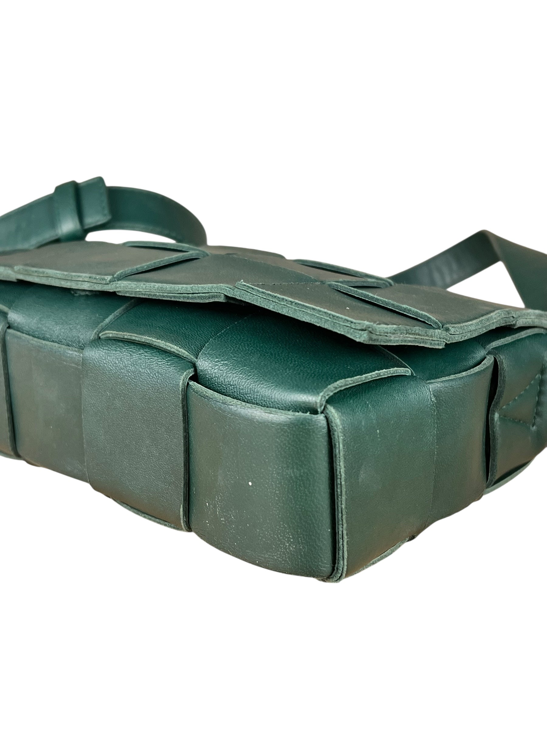 Bottega Veneta Forest Green Intrecciato Cassette Crossbody