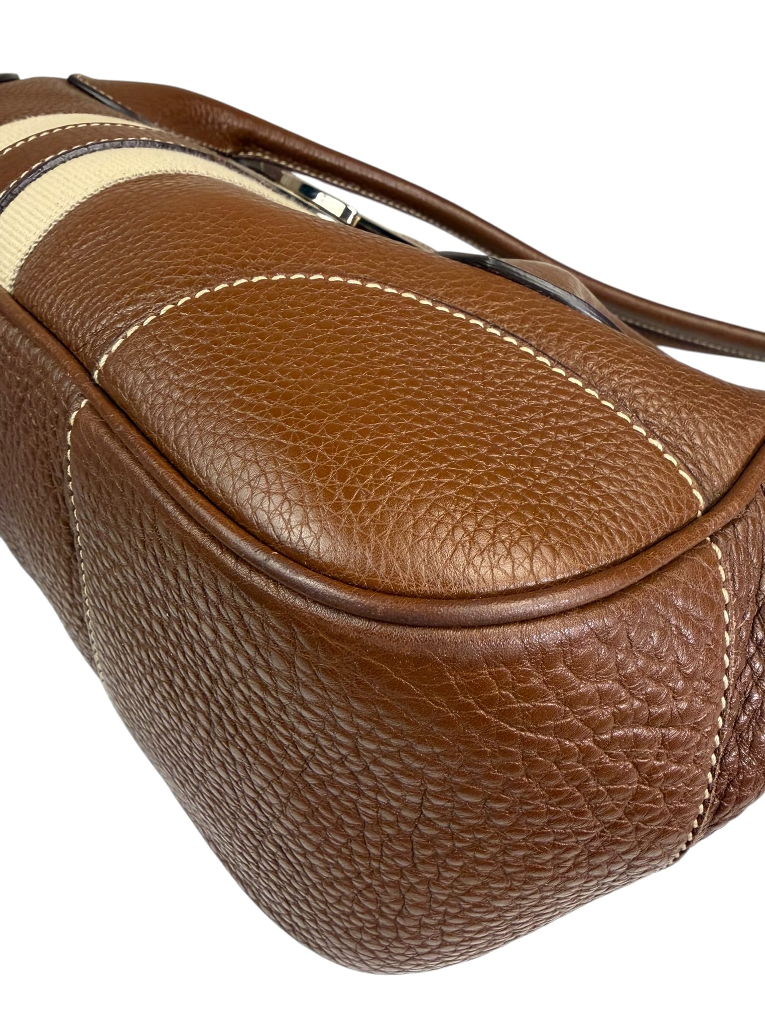 Prada Lizard Pushlock Flap Brown Vitello Daino Shoulder Bag