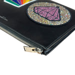 Saint Laurent Black Leather Patchwork Pouch