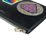 Saint Laurent Black Leather Patchwork Pouch
